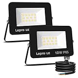 Lepro 10W LED Strahler Außen, 850LM Superhell Außenstrahler IP65 Wasserdicht Fluter 5000K Scheinwerfer, Flutlicht Aussenleuchte für Garten, Garage, Hotel, Sportplatz, Keine Bewegungsmelder[2 Stücke]