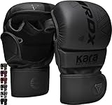 RDX MMA Handschuhe für Kampfsport Grappling Training, Maya Hide Leder KARA Sparring Handschuhe, Punchinghandschuhe für Muay Thai, Kickboxen, Freefight, Boxsack Gloves (MEHRWEG)