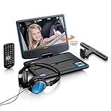 Lenco tragbarer DVD-Player DVP-910 9 Zoll (22,5 cm) mit drehbarem Display und Integriertem Akku (USB, AV-Ausgang), Netzadapter, Kopfhörer, blau