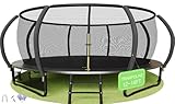 Flamaker Trampolin Outdoor Kinder, Gartentrampolin Ø 366/427cm mit Netz, Bodenanker, Stabile Rahmenkonstruktion, Wetterfest und rostfrei, Outdoor Trampolin für Kinder & Erwachsene Belastbarkeit 160kg