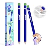 YPLUS Radiergummi – 3 Stück Präzise und saubere Radierung, ideal für Kinder und Schule, einzigartiges Stift-Design, inklusive Spitzer - Blau