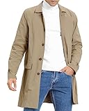 Feziakuk Herren Trenchcoat Einreihig Lang Mantel Leichter Revers Herbst Winter Jacke Übergangsjacke, Khaki L