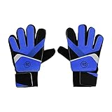 Tissting 1 Paar Torwarthandschuhe für Kinder und Jugendliche, Größe 5–7 Latex Atmungsaktive Fußballhandschuhe rutschfeste Schutz Trainingsspiele Fußball Spielerhandschuhe(Size 5 Blue)