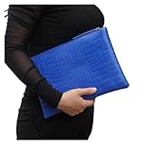 RUIYOR Krokodil Frauen Umschlag Clutch Tasche Damen Abend Party Große Clutches Handtasche PU Leder Alligator Telefon Geldbörsen(Blue)