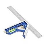 Kombinationswinkel 300mm, Winkelmesser, Winkelschmiege, Anschlagwinkel, Streichmaß, Kombinationswinkel,Einstellbar Winkelmesser Aus Edelstahl 90/45 Grad Messwerkzeug Mit Zinklegierungsgriff