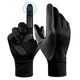 FanVince Handschuhe Herren Damen Sporthandschuhe Thermo Touchscreen Fahrrad Männer Fahrradhandschuhe Unterziehhandschuhe Winter (Schwarz-Grau X-groß)