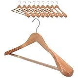 10 x Kleiderbügel Holz VonBueren | 45 x 22,5 cm breit je Bügel/Holzbügel | stabile Holzkleiderbügel | Anzugbügel, Hose, Hemden