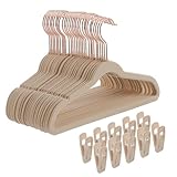 Tonswachic Samt-Kleiderbügel für Kinder, 30 Stück, rutschfest, 35,6 cm, Kleiderbügel, ultradünn, platzsparend, mit 10 Fingerclips für Kleinkinder, Farbe