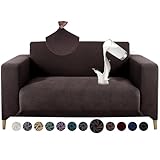 Alishomtll Sofa Überzug 2 Sitzer Stretch Sofabezug Universal Wasserabweisend Couch Überzug Sofaüberwürfe Elastische Jacquard Couchbezug Sofaschoner für Hunde Katzen (140-185cm, Dunkelbraun)