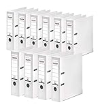 Original Falken 10er Pack Chromocolor Premium-Ordner. Made in Germany. Kunststoffbezug außen und innen 8 cm breit DIN A4 weiß Ringordner Aktenordner Briefordner Büroordner Plastikordner