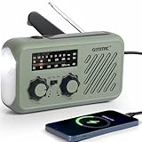 Notfall Radio, 3-Wege-Laden Emergency Radios, 2000mAh Akku Kurbelradio Solar Ladegerät Power Bank USB AM/FM-Radio mit SOS-Alarm Kopfhöreranschluss Taschenlampe, Innen Außen Camping Klein Taschenradio