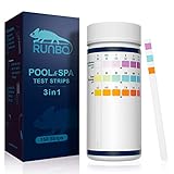 RUNBO 3-in-1 Pool-Teststreifen für Spa, 150 Stäbchen, Teststreifen, Wassertest-Set, genauer chemischer Tester für freies Chlor, Brom, Alkalinität, pH