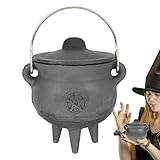 Halloween Cauldron - Cauldrons Bonbonhalter, Gusseisenkessel mit Deckel und Griff | Dekoration der Dekoration Halloween Candy Bowl, Gusseisenkessel mit Deckel und Griff, Festival -Altar -Ritualzubehör