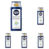 NIVEA MEN Sensitive Power Shampoo, beruhigendes Männer Shampoo mit Hanfsamen-Extrakt für die tägliche Anwendung, Haarshampoo für juckende und irritierte Kopfhaut (250 ml) (Packung mit 5)