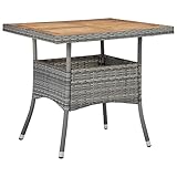 TECHPO Furniture Home Tools Esstisch für den Außenbereich, Polyrattan und massives Akazienholz, Grau