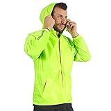 PERLETTI Regenjacke Herren für Hohe Sichtbarkeit - Reflektierende Regenponcho Windbreaker Trainingsjacke für Männer - Wasserdichte Rain Jacket mit Etui - Anorak für Freizeit (M, Lindgrün Lime)