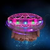 semai Mini UFO Drohne Fliegender Ball, Fliegendes Spielzeug Handgesteuerter 360°Rotierenden Hover Flying Ball mit LED Licht, Indoor Outdoor Geschenke für Kinder Jungen Mädchen 6 7 8 9 10+ Jahre, Rot