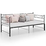 Chaduof Ausziehsofa Bettgestell, Wohnzimmer Couch, Wohnzimmer Möbel, Jugendsofa, Liege Wohnzimmer, Sofas & Couches, Jugend, Schwarz Metall 90x200 cm