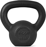 Yes4All Kugelhantel Gewichte Set aus massivem Gusseisen-Ideal für Ganzkörpertraining und Krafttraining-Kettlebell 6,8 kg, C. Schwarz-6.8kg