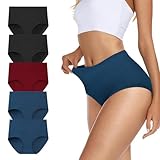 TDONE Unterhosen Damen Hohe Taille Stretch Baumwolle Atmungsaktives Hipster Weich Panties Bauchweg Unterwäsche Slips für Frauen 5er Pack