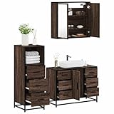 Fasba 3-TLG. Badmöbel-Set Braun Eichen-Optik Holzwerkstoff, Badezimmerschrank Unterschrank Badschrank für Wohnzimmer Badezimmer3301024