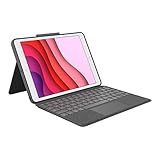 Logitech Combo Touch für iPad (7., 8. und 9. Generation) Schutzcase mit Präzisions-Trackpad, Englishes QWERTY-Layout - Schwarz