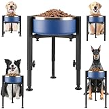 Verstellbarer erhöhter Hundenapfständer – einzelner erhöhter Futterspender mit Edelstahlnapf für mittelgroße und große Hunde