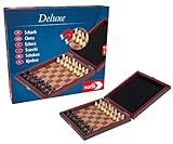 Noris 606108005 606108005-Deluxe Reisespiel Schach, Spieleklassiker, 6 bis 99 Jahren, Braun,creme