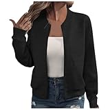 Damen Bomberjacke Blouson Pilotenjacke Leichte Jacke Langarm Rundhals Fliegerjacke Zip Outwear Mäntel Solid Outdoorjacke Elegant Übergangsjacke Sport Style für Frauen Baumwolle Coat 2025 NEU