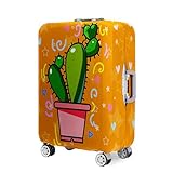 Highdi Kofferschutzhülle, Bunte Kaktus-Serie 18-32 Zoll Elastisch Kofferhülle, Staubdichte Koffer Schutzhülle, Waschbar Kofferüberzug, Suitcase Cover mit Reißverschluss (Orange,L (26-28 Zoll))