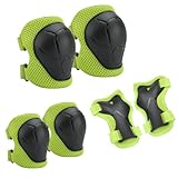 Knieschoner Schoner Set Kinder Inliner Schützer 6 in 1 Schutzausrüstung für 3-7 Jahre Kinder, Ellenbogenschoner Handgelenkschützern für Skateboard Roller Skaten, Grün