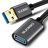 SUCESO USB 3.0 Verlängerung Kabel 2M Kabel Verlängerungskabel USB 3.0 A Stecker auf A Buchse 5Gbps für Kartenlesegerät,Tastatur,USB-Stick, Externe Festplatte, USB Hub, Drucker,Scanner,Kamera usw