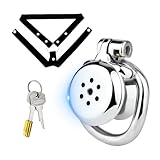 Metall Chastity Cage mit Unsichtbarem Schloss Umgekehrter Peniskäfig mit Urinschale und 7 Belüftungslöchern Keuschheitskäfig Herren Bondage Mann Penis Sexspielzeug Keuschheitsgürtel (50mm,Belt)