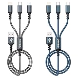 GIANAC Multi USB Kabel [2Stück 1.2M] 3 in1 Universal Ladekabel Schnell Ladekabel Mehrfach Ladekabel mit Micro USB Typ C Lightning Kabel für iPhone, Android Galaxy, Huawei,Oneplus,Sony,Honor View