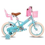 JOYSTAR Little Daisy 16 Zoll Kinderfahrrad für 4 5 6 7 Jahre Mädchen Kleinkinderfahrrad mit Stützrädern Prinzessin Kinderfahrrad mit Korb Fahrradschlangen Kleinkindfahrrad Fahrräder Blau…