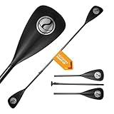 NATURBUMMLER SUP Paddel [2-in-1] Doppelpaddel – Ultraleicht & stufenlos verstellbar – Aluminium Paddel mit T-Griff für Stand Up Paddling & Kajak – Zubehör für Dein Wasserabenteuer (Schwarz)
