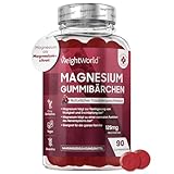 Magnesium Gummibärchen 125mg - 90 Magnesiumcitrat Gummis für Erwachsene & Kinder - Für Müdigkeit, Nervensystem & Elektrolyte (EFSA) - Traubengeschmack - Alternativ zu Kapseln & Tabletten - WeightWorld