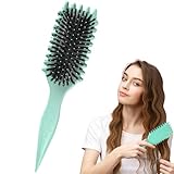 Bounce Brush, Curl Define Styling Brush, Curl Defining Brush, Lockenbürste, Brush Define Stylingbürst, Wildschweinborsten Haarbürste, Haarbürste zum Entwirren für Frauen (Grün)