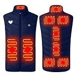Beheizbare Weste Herren mit 9 Heizbereiche 1 Heizstufen Heizweste schnelles Aufheizen Ideal für Winterradfahren Camping Weihnachten und Halloween Beheizte Übergangsjacke Warme Winterjacke USB