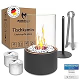 Monster24 Einzigartiger Tischkamin | Tischfeuer mit Deko Steinen und 2 Brennkammern für unendliche Brenndauer | Bio Ethanol Kamin Indoor & Outdoor | Balkon Deko | EN 16647:2015 Zertifiziert