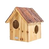 mgc24 Eichhörnchenhaus - Eichhörnchenkobel, Eichhörnchen Nistkasten zum Aufhängen für Garten und Balkon, aus Holz wetterfest, Naturoptik mit Rindendach, 25,2 x 26 x 29 cm