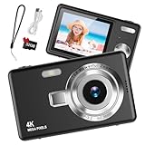 Digitalkamera 1080P FHD Kompaktkamera 44MP Kamera mit 2,4“ LCD Bildschirm 16X Digitalzoom Einfache Vlogging Tragbare Digitalkamera mit 32gb SD Karte für Kinder Teenager Studenten Anfänger (Schwarz)