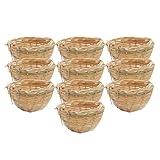 perfk 10 Stück Kanarienvogel Nest – Handgewebte Bambus Vogelkäfige mit Hängendem Haken, Ideal für Ruhe, Schlafen & Zucht, Dekoration für Zuhause & Garten