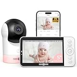PARIS RHÔNE Babyphone mit Kamera und App, 2K/3MP, 5 Zoll WLAN Babyfone, PTZ 355° Automatische Verfolgung, RBG Nachtlicht, Schlaflieder, Schrei-/Bewegungserkennung, Temperatur und Feuchtigkeitsmessung