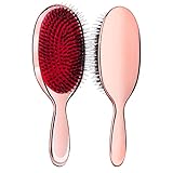 Sibba Antistatische Haarbürste Paddelmassage Haarverlängerungsbürste Professionelles Entwirren Naturborstenkissen Nylonbürstenkamm Haartyp Bürste Lockigem Haar Entwirrbürste für Frauen(Rosa)