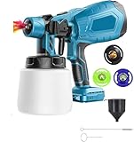 Akku Farbsprühsystem,kompatibel mit Makita 18V Akkus, Sprühpistole Akku，lackierpistole mit 3 Düsen, 3 Spritzmuster,1000ml Farbsprühgerät,zum Streichen von Gartenzaun (Nur Körper.)