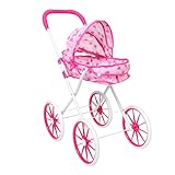 Abaodam Trolley- Mini-puppenwagen Regenschirm Kinderwagen Puppen-Regenschirm-Kinderwagen -autositz- Kinderwagen Für Babypuppen Puppenwagen Eisenrahmen Rosa