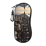JIUTY New York City Brillenetui, weich, 1 Stück, tragbares Brillenetui, weiches Sonnenbrillenetui, praktisch für den täglichen Gebrauch, Schwarz , One size