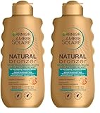 Garnier Selbstbräunungsmilch, Bronzer Lotion für eine natürliche und fleckenfreie Bräune, Ambre Solaire Natural Bronzer Milch, 1 x 200 ml (Packung mit 2)