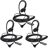 HYS Leichter Ohrbügel - 3,5mm Klinke - Linkes oder rechtes Ohr - Kopfhörer Headset für Funkgeräte Handmikrofon (BLACKC-3)